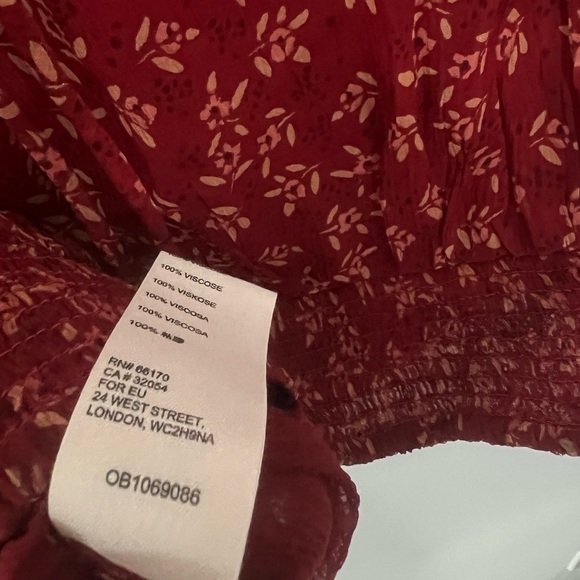 Free People Roma Blouse Berry Combo Red Large - Picture 12 of 12